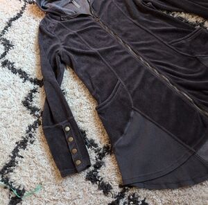 XCVI Charcoal Gray Zip-Up Hooded Sweatshirt